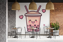 Load image into Gallery viewer, Cute Bubble Tea Wall Decal, Kawaii Boba Tea Wall Sticker, Smiling Bubble Tea Wall Art, Cafe Wall Decor, Drink Shop Wall Decal
