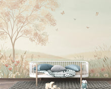 Load image into Gallery viewer, Blush Meadow Luxury Wallpaper Seamless Pattern, Romantic Watercolor Floral Landscape, Soft Pastel Wildflower Design for Elegant Interiors
