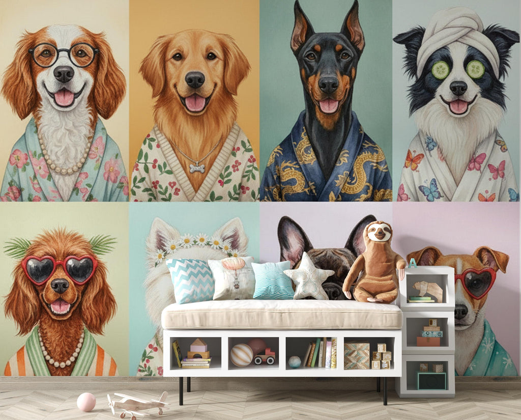 Grooming Salon Wallpaper | Dog SPA Wall Mural | Peel and stick