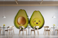 Load image into Gallery viewer, Cute Avocado Wall Decal, Kawaii Avocado Wall Sticker, Smiling Avocado Wall Art, Cafe Wall Decor, Kitchen Restaurant Wall Decal