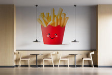 Load image into Gallery viewer, Cute French Fries Wall Decal, Kawaii Fries Wall Sticker, Smiling Fries Wall Art, Fast Food Restaurant Decor, Cafe Kitchen Wall Decal
