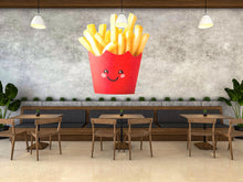 Load image into Gallery viewer, Cute French Fries Wall Decal, Kawaii Fries Wall Sticker, Smiling Fries Wall Art, Fast Food Restaurant Decor, Cafe Kitchen Wall Decal
