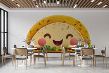 Load image into Gallery viewer, Cute Taco Wall Decal, Smiling Taco Wall Sticker, Kawaii Taco Wall Art, Mexican Restaurant Decor, Cafe Kitchen Food Wall Decal