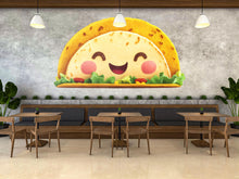 Load image into Gallery viewer, Cute Taco Wall Decal, Smiling Taco Wall Sticker, Kawaii Taco Wall Art, Mexican Restaurant Decor, Cafe Kitchen Food Wall Decal