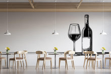 Load image into Gallery viewer, Wine Glass And Bottle Wall Decal, Minimalist Wine Bar Wall Art, Line Art Wine Decor, Restaurant Cafe Wall Sticker, Modern Bar Decor