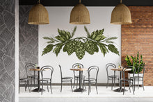 Load image into Gallery viewer, Hops Wall Decal Brewery Decor, Botanical Hop Cone Wall Art, Craft Beer Restaurant Mural, Modern Greenery Bar Wall Sticker