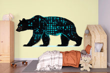 Load image into Gallery viewer, Digital Bear Wall Art, Modern Bear Mural, Tech Animal Wall Art, Kids Room Bear Decor, Futuristic Nursery Art 379mv