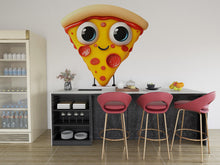 Load image into Gallery viewer, Cute Pizza Slice Wall Mural Cartoon Pizza Kitchen Cafe Wall Art Decor 389mv