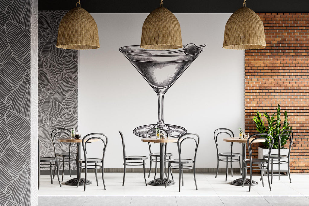 Vintage Martini Wall Mural Cocktail Bar Restaurant Wall Art Decor 396mv