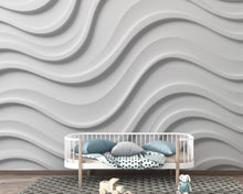 Load image into Gallery viewer, 3D Ocean wave Wallpaper Mural– White Plaster Wave relief