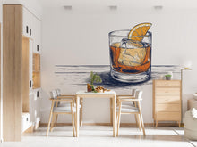 Load image into Gallery viewer, Hand Drawn Whiskey Wall Decal, Old Fashioned Cocktail Wall Art, Sketch Style Bar Mural, Restaurant Lounge Wall Sticker