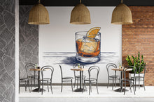 Load image into Gallery viewer, Hand Drawn Whiskey Wall Decal, Old Fashioned Cocktail Wall Art, Sketch Style Bar Mural, Restaurant Lounge Wall Sticker