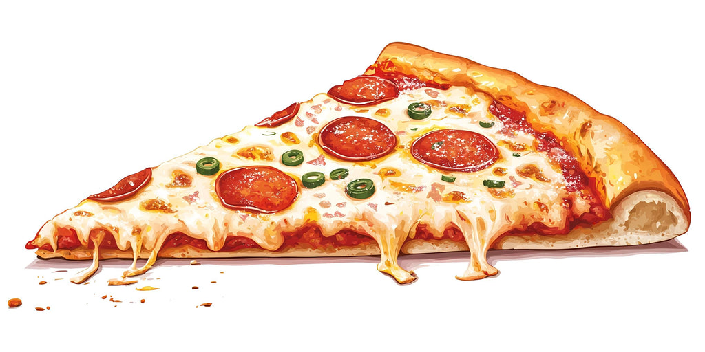 Cheesy Pizza Slice Wall Decal, Pepperoni Pizza Wall Art, Pizzeria Restaurant Mural, Food Illustration Wall Sticker