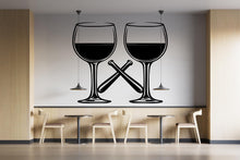 Load image into Gallery viewer, Wine Glass Wall Decal, Minimal Wine Bar Wall Art, Restaurant Wall Sticker, Modern Wine Mural Decor