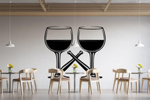 Load image into Gallery viewer, Wine Glass Wall Decal, Minimal Wine Bar Wall Art, Restaurant Wall Sticker, Modern Wine Mural Decor