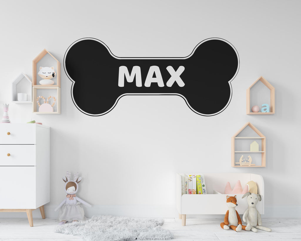 Personalized Dog Name Wall Decal | Custom Pet Name Sign | Dog Bone Wall Sticker | Boho Pet Decor | Modern Dog Room Wall Art | Grooming 743LU