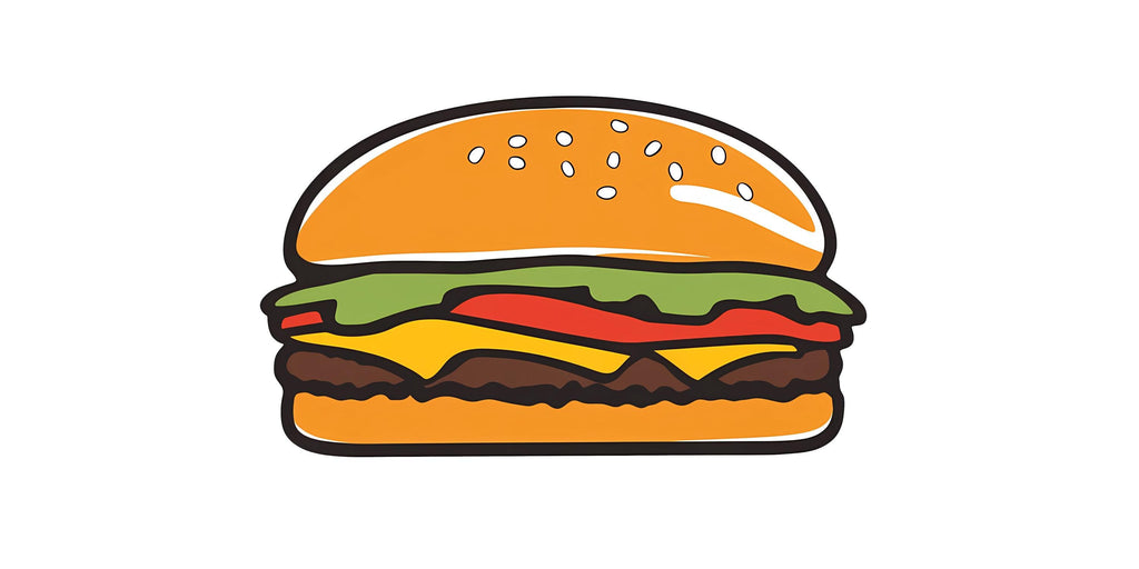 Burger Wall Decal, Cartoon Burger Wall Art, Fast Food Wall Sticker, Restaurant Wall Decor