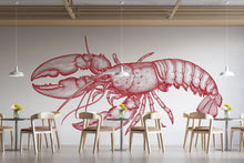 Load image into Gallery viewer, Vintage Lobster Wall Decal Red Lobster Illustration Wall Sticker Nautical Seafood Kitchen Restaurant Cafe Coastal Wall Art