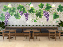 Load image into Gallery viewer, Purple Grape Vine Wall Decal Vineyard Wall Sticker Wine Bar Restaurant Kitchen Decor Botanical Grape Wall Art