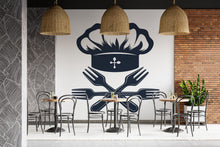 Load image into Gallery viewer, Chef Hat Wall Decal Restaurant Wall Sticker Kitchen Decor Culinary Wall Art Cafe Bistro Modern Food Wall Decor