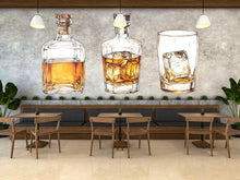 Load image into Gallery viewer, Whiskey Wall Decal Bar Wall Sticker Whiskey Bottle Glass Wall Art Bar Decor Restaurant Man Cave Wall Decor