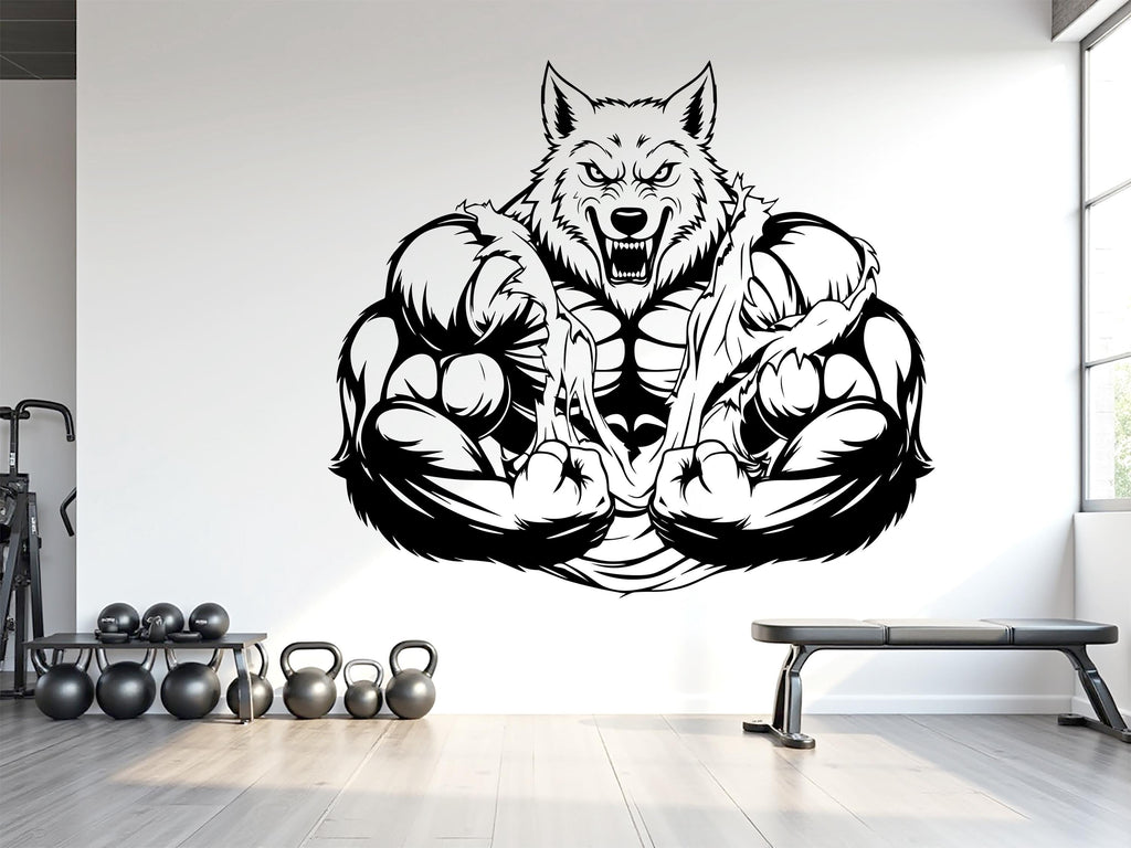 Wolf Gym Wall Decor No Pain No Gain Fitness Art Decal Crossfit Gifts Home Sticker
