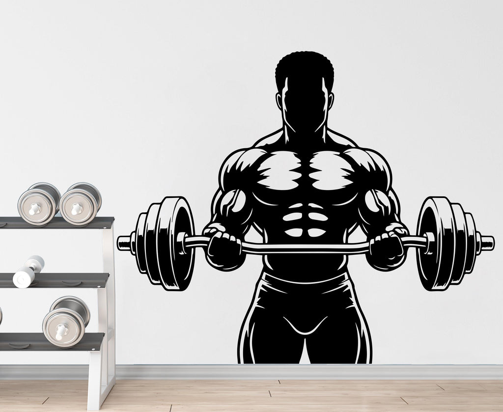 Afro Men Bodybuilder in Gym Wall Decal Power fitness Women Squat Decor Workout Art Vinyl Wall Stickers Bedroom 288DE