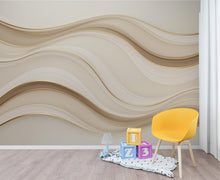 Load image into Gallery viewer, Luxury Ocean Wave Wallpaper, Abstract Sea Wall Mural, Gold Beige Modern decor, Coastal Minimalist