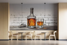 Load image into Gallery viewer, Rustic Whiskey Wall Decal Bar Wall Sticker Whiskey Bottle Glass Wall Art Pub Restaurant Home Bar Decor