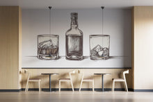 Load image into Gallery viewer, Minimal Whiskey Wall Decal Bar Wall Sticker Whiskey Bottle Glass Wall Art Restaurant Lounge Home Bar Decor