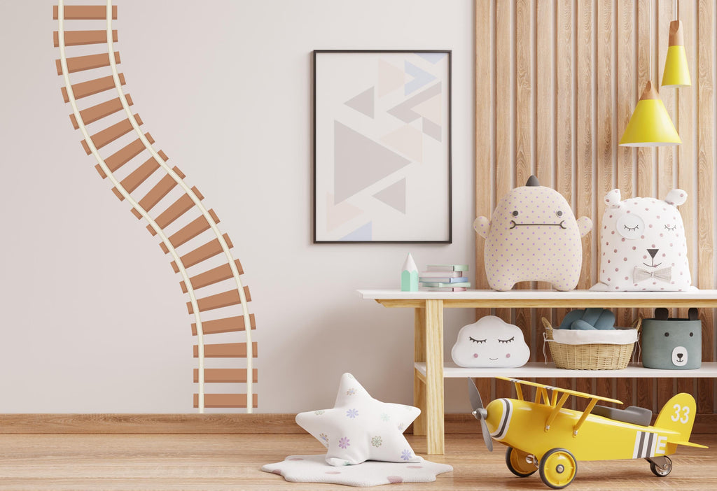 Railroad train Wall Decal Highway Vinyl Sticker Track Route Wall Decor Kids Playroom Boys Room Wall Art Train Bedroom Mural Sticker 747LU