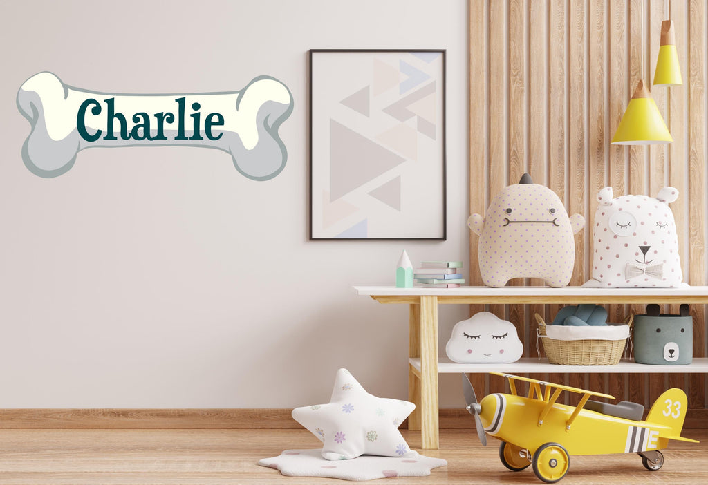 Personalized Dog Name Wall Decal | Custom Pet Name Sign | Dog Bone Wall Sticker | Boho Pet Decor | Modern Dog Room Wall Art | Grooming 749LU