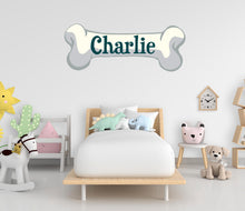 Load image into Gallery viewer, Personalized Dog Name Wall Decal | Custom Pet Name Sign | Dog Bone Wall Sticker | Boho Pet Decor | Modern Dog Room Wall Art | Grooming 749LU