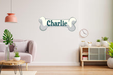 Load image into Gallery viewer, Personalized Dog Name Wall Decal | Custom Pet Name Sign | Dog Bone Wall Sticker | Boho Pet Decor | Modern Dog Room Wall Art | Grooming 749LU