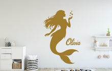 Load image into Gallery viewer, Mermaid Wall Decal - Girl Room Decor - Custom Name art