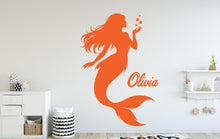 Load image into Gallery viewer, Mermaid Wall Decal - Girl Room Decor - Custom Name art