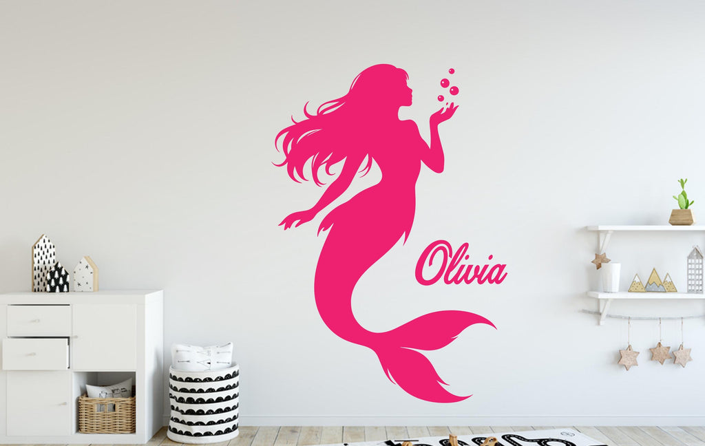 Mermaid Wall Decal - Girl Room Decor - Custom Name art