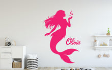 Load image into Gallery viewer, Mermaid Wall Decal - Girl Room Decor - Custom Name art