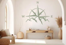 Load image into Gallery viewer, Compass Rose Mountain Wall Decal | Adventure Wall Art | Nautical Compass Decor | Travel &amp; Explorer Room Design, Removable Vinyl Decal 751LU