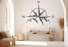 Load image into Gallery viewer, Compass Rose Mountain Wall Decal | Adventure Wall Art | Nautical Compass Decor | Travel &amp; Explorer Room Design, Removable Vinyl Decal 751LU