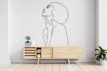 Load image into Gallery viewer, Feminist Afro Woman Line Art Wall Decal, Mid Century Modern Decor
