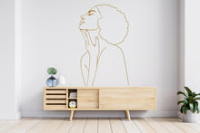 Load image into Gallery viewer, Feminist Afro Woman Line Art Wall Decal, Mid Century Modern Decor