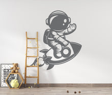 Load image into Gallery viewer, Astronaut Rocket Wall Decal – Space Nursery Art, Kids Room Vinyl Sticker, Outer Space Bedroom Decor