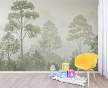 Load image into Gallery viewer, Forest Wallpaper – Watercolor Woodland Nursery Wall Mural, Whimsical Tree Pattern, Neutral Baby Room Decor