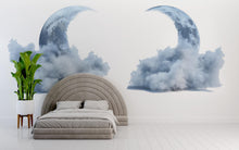 Load image into Gallery viewer, Moon Cloud Wall Decal Sticker | Large Celestial Moon Wall Art | Dreamy Bedroom Wall Decor | Nursery Moon Wall Mural | Peel And Stick sky
