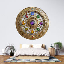 Load image into Gallery viewer, Celestial Mandala Wall Decal Zodiac Crystal Wheel Wall Art Mystical Gold Wall Sticker Sacred Geometry Home Decor