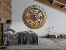 Load image into Gallery viewer, Celestial Mandala Wall Decal Zodiac Crystal Wheel Wall Art Mystical Gold Wall Sticker Sacred Geometry Home Decor
