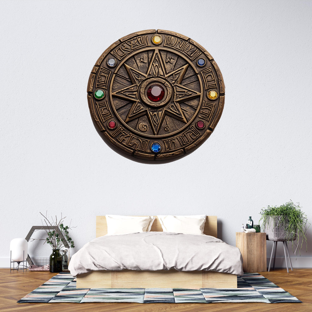 Mystical Rune Wheel Wall Decal Ancient Sigil Wall Art Sacred Symbol Round Wall Sticker Fantasy Home Decor