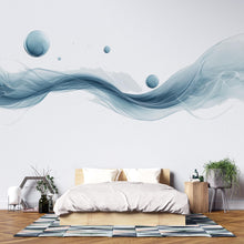 Load image into Gallery viewer, Abstract Wave Wall Decal Sticker | Modern Blue Flowing Line Wall Art | Minimalist Bedroom Wall Mural | Contemporary Peel And Stick Wall