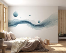 Load image into Gallery viewer, Abstract Wave Wall Decal Sticker | Modern Blue Flowing Line Wall Art | Minimalist Bedroom Wall Mural | Contemporary Peel And Stick Wall